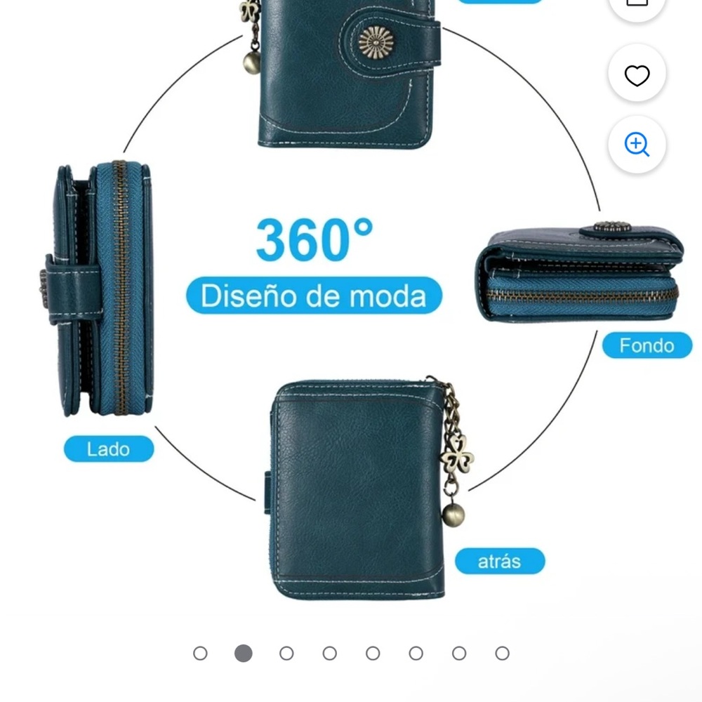 Chic Teal Wallet with Chain Charm - Picture 3 of 7